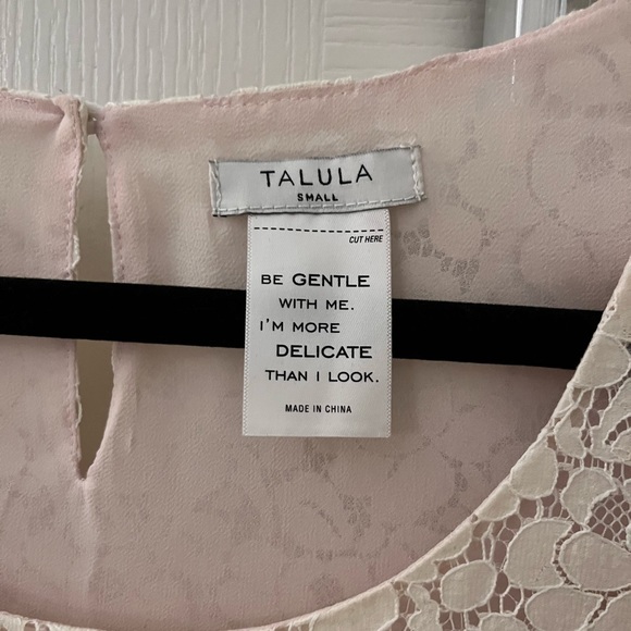 Aritzia Talula Betsy Blouse Floral Lace Short Sleeve Pale Pink (Size Small) - Picture 3 of 4